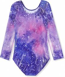 Long Sleeve Leotards Girls Gymnastics Kids Toddler Tumbling Outfits Floral Stripe Pattern