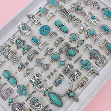 Bộ 20 chiếc nhẫn hợp kim khảm đá ngọc lam tổng hợp, Bộ nhiều món phong cách cổ điển hình xương rồng Bohemian, Nhẫn đeo tay cho cặp đôi cao bồi miền Tây dự tiệc, Trang phục hàng ngày, Quà tặng trang sức thời trang, Giao hàng ngẫu nhiên - 20 chiếc nhẫn cao bồi miền Tây ngẫu nhiên - Xem 10