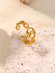 1 Stück minimalistischer, kleiner Initialen-Ring für Frauen, goldplattiert, Draht Stapel-Ring Buchstaben A-Z, Verlobungs- und Hochzeitsschmuck Geschenkidee