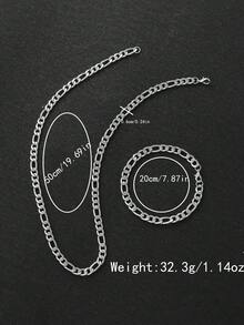 3 Pcs/Set Casual Sports Stainless Steel Quartz Watch, Bracelet And Necklace Set For Boys - Silver - View 5