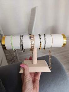 1pc Luxury Jewelry Stand Organizer Display Rack For Flea Market Booth Trinkets, Watches,Bracelet,Bracelets, Multipurpose Use, Perfect Holiday & Birthday Gift - Beige - View 4