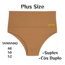Kit 5 Calcinha  Suplex PLUS SIZE Modeladora Cós Duplo Sustentação Cintura Alta - Multicolorido - Visão 5
