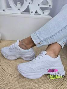 Women's Platform Sneakers, Beautiful, Comfortable And Resistant (LARGE SIZE) - White White - View 7