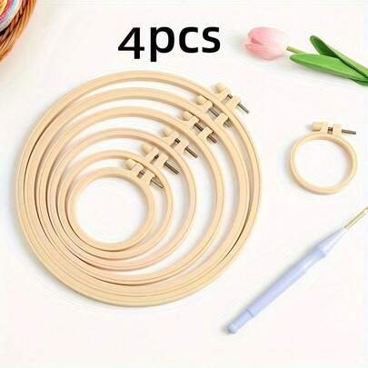 4 pezzi Set di telai per ricamo regolabili in plastica - Colore Tinta Unita - Per Punto Croce, Artigianato e Fissaggio Tessuti - Strumenti Artigianali Domestici