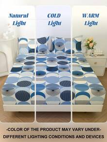 1 Peça Lençol Ajustável, Essencial de Roupa de Cama Respirável, Ultra Macio e Amigo da Pele, Protetor de Colchão Envolvido em 360°, Anti-Deslizante e Resistente a Rugas, Disponível nos Tamanhos Twin/Full/King/Queen, Design de Padrão Circular Estilizado, Lavável em Máquina, Decoração de Outono, Decoração Aconchegante para Quarto