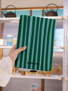 极简时尚双色条纹，绿色条纹印花图案平板电脑保护壳，兼容 iPad 10.2 英寸、iPad Pro 2021/2020、iPad 9/10 代、Galaxy Tab A8 10.5 英寸 2022、Matepad 10.4/Tab，防摔，带笔槽，支持睡眠/唤醒 - 彩色 - 查看 5