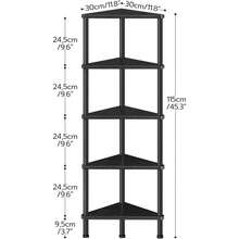 HOOBRO Scaffale Libreria ad Angolo, Scaffale a 5 Livelli, con Struttura Metallica in Stile Industriale, Organizzatore Espositore per Piante, per Piccolo Spazio, Nero EBK33CJ01