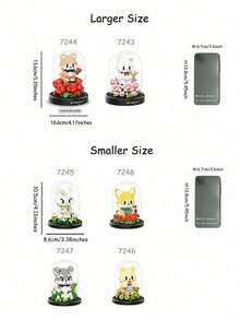 6 Stile (0-6 Zoll) süße Bauklötze für Haustiere, hergestellt aus ABS-Kunststoff, Haustier-Garten-Bauklötzchen-Serie, kleine Tier-Bauklötzchen-Serie, süßer Stil, verschiedene Farben, Formen wie Blumen, Bären, Hasen, Füchse, Grauwölfe usw. Tischdekoration, Raumdekoration, Dekorationsartikel