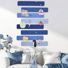 8 件毛毡公告板条，自粘式钉板条无框墙壁备忘条，带 35 个图钉，适用于办公室教室家庭展示留言板 - 彩色 - 查看 4