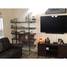 Industrial Wall Mount Iron Pipe Shelf Shelves Shelving Bracket Black Vintage Retro Ceiling Hung Shelf DIY Open Bookshelf Storage For Offcie Room Kitchen 2PcsX5Tier68 Tall 10 Deep Hardware Only - 黑色 - 查看 7