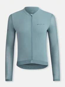 HISERWA 男士骑行服 高弹力透气速干长袖骑行服 特点：速干透气面料 YKK 拉链 圆领骑行服 - 藍色 - 查看 1