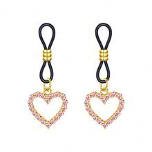 2 Pcs Pink Rhinestone Heart,Star,Butterfly,Cross Fake Nipple Rings For Women, Nipple Nipple Jewelry Non Piercing Dangle Nipple Ring, Non Pierced Nipple Body Jewelry