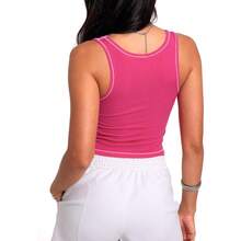 Women Rib Tank Top Padded Workout Top Square Neck Crop Tank Fitted Basic Cami Tops - Hot Pink - View 5