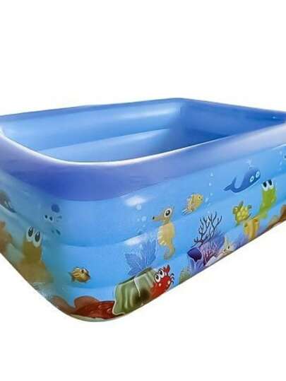 Piscina Infantil Inflável 300 Litros 3 Anéis Retangular 150cm Para Crianças Bebe