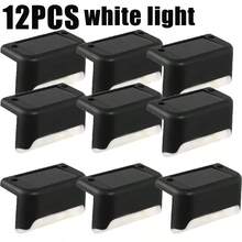 4/8/12 件太阳能楼梯灯，户外楼梯照明，半嵌入式安装，光传感器控制，镍电池，塑料灯罩，太阳能充电，可拆卸灯具，含硬件