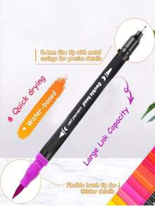 12/24/36/48/60/80/100/120 CÁI Bút lông đôi đầu nhọn & bút lông phác thảo màu nước Bút lông vẽ chuyên nghiệp cho trường học cung cấp cho học sinh văn phòng phẩm - màu đen - Xem 3