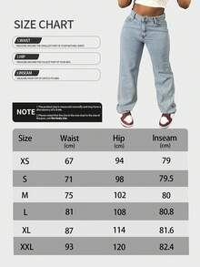 Women's Pocket Straight Loose Casual Versatile Jeans - Rửa nhẹ - Xem 8