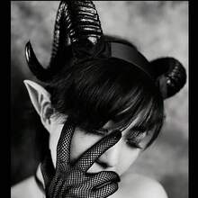 恶魔角头饰角色扮演头饰哥特式动物羊魔鬼角头饰万圣节狂欢派对服装道具 - 彩色 - 查看 7