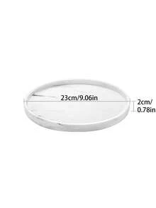 圆形梳妆台托盘，10.6 英寸浴室梳妆台硅胶托盘厨房水槽托盘，台面整理托盘，用于香水毛巾梳妆台珠宝蜡烛咖啡桌装饰托盘，大理石白 - 彩色 - 查看 16