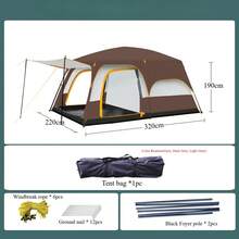 1 Double Season Outdoor Tent With Two Rooms And A Living Room - Durable Polyester Fiber And Iron Frame, Zippered Closure, Suitable For Camping, Hiking, And Backyard Mixed Colors - Portable Family Camping Shelter, UV Resistant, Multiple Sunshades, Durable Oxford Cloth, Perfect For Outdoor Adventures, Camping Accessories, Adventure Travelers - Multicolor - View 14