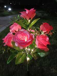 1/2/4PCS 7 Heads Solar Rose Flower Lights, Outdoor Garden Decoration, Ground Plug Lawn Lights, LED Simulation Flower Lights, Solar Decorative Lights For Patio, Yard, Landscape, Pathway, Lawn, Sidewalks(Pink, White, Blue, Yellow, Red, Purple) - 7 Large Royal Roses - View 13