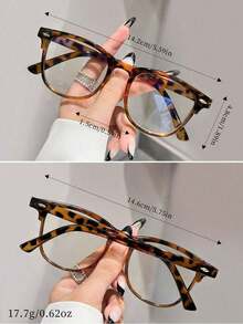 Fashionable Transparent Lens Glasses, Tortoise Shell Color Hot Girl Campus Style, Fashionable And Retro, Suitable For Daily Life, Office, Reading, Watching TV, Games, Mobile Phone Decoration - 玳瑁 - 查看 9