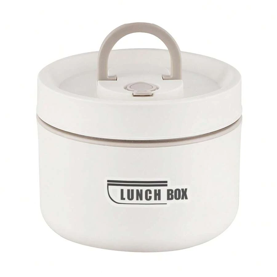 Thermal Lunch Box With Lid Leakproof Round Picnic Lunchbox With Folding Handle - 米色 - 查看 1