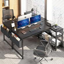 48" L-Shaped Gaming Desk With Storage Shelves, Power Outlets & Side Bag Corner Computer Desk For Small Spaces, Black - View 9