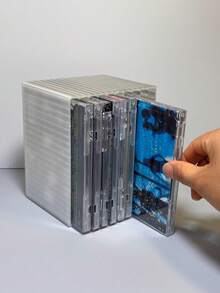 10-Disc CD/DVD Storage Rack, Transparent Desktop Disc Organizer, 160mm Height