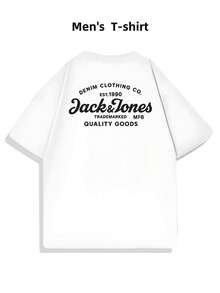 Jack&Jones white t-shirt, Herren-T-Shirt mit beidseitigem Aufdruck, modisch, l?ssig, Rundhalsausschnitt, 220 g/m2, reine Baumwolle (1 Stück) - Branco - Ver 3