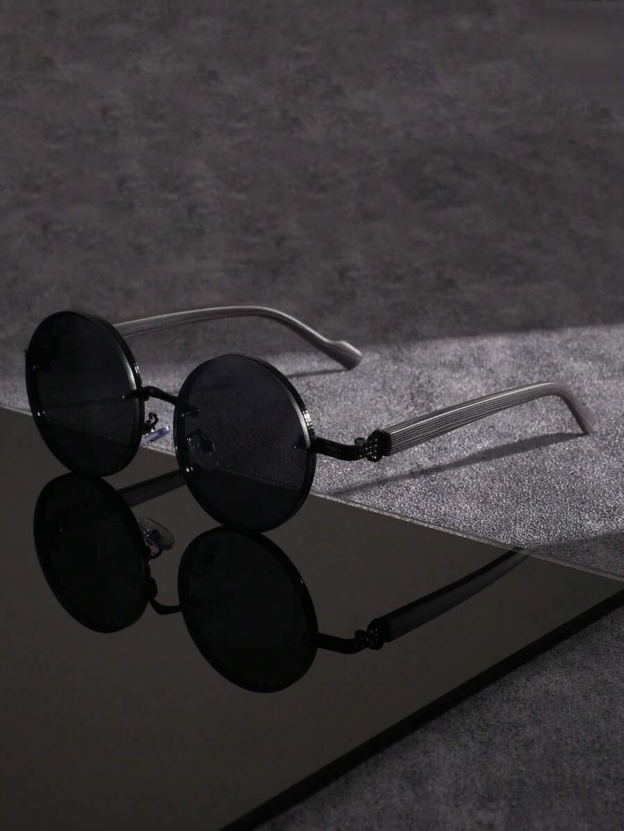 1pc Unisex Fashion Glasses, Made Of Metal & Plastic, Solid Color Pattern, Retro Style, Round Frame, Suitable For Daily Use, Street Photography, Driving, Hiking, Beach, Parties & Gatherings, Great Gift, Fits All Face Shapes, High Quality