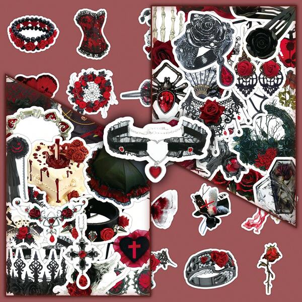 50pcs Dark Aesthetic Rose Gothic Luxury INS Style Decorative Stickers For Water Cups, Tablets, Journals Wall Decor Room Decor Wall Stickers Wall Sticker Home Decor