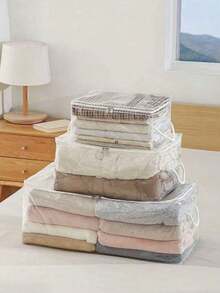 حقيبة تخزين لحاف بطراز جديد، حقيبة تنظيم ملابس وأغطية قطنية شفافة للمنزل، حقيبة تعبئة ملابس كبيرة السعة مقاومة للرطوبة للنقل، يمكن استخدامها للسفر.