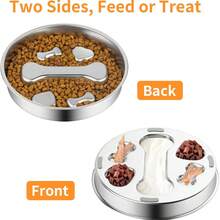 1PC Slow Feeder Dog Bowl - 2 Cups Stainless Steel Dog Slow Feeder Food Bowl, Metal Non-Slip Lick Plate,Puppy Or Cat Food Holder,Pet Supplies,Puzzle Maze Dish For Small & Medium Sized Breeds