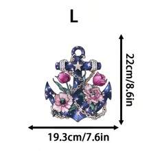 1pc/2pcs/3pcs Ship Anchor & Floral Combination Heat Transfer Stickers, Suitable For DIY Hoodies, T-Shirts, Sweatshirts, Jeans, Backpacks, Tote Bags, Pillowcases And Retro Baseball Caps. Durable Washable Plastic Stickers For Crafting And Decorating - Easy To Iron, Perfect Gift For Crafters And DIY Enthusiasts