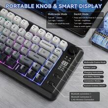 ATTACK SHARK M75 Wireless Gaming Keyboard, RGB Backlit, 2000mAh Battery, Smart Display & Knob, PBT Gradient Keycaps - Elegant Christmas Gift For Women, 2026 Christmas/New Year Holiday - Multicolor - View 4