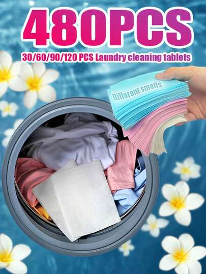 jakehoe 30/60/90/120/480 pezzi Fogli detergenti per bucato, forte azione decontaminante, per biancheria intima e vestiti, carta detergente con bolle