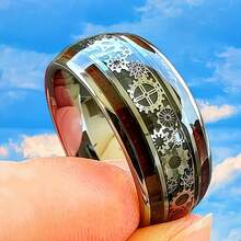 1 Piece Heavy Duty 316L Stainless Steel Ring - Industrial Gothic Style Inlaid Machine Gear Design, Dome Polished Finish, Unisex - Birthday, Christmas, Valentine's Day Gift - Suitable For Daily And Formal Wear, Party Accessory, Punk Fashion, High-Quality Craftsmanship, Unique Piece - 10 - 查看 3