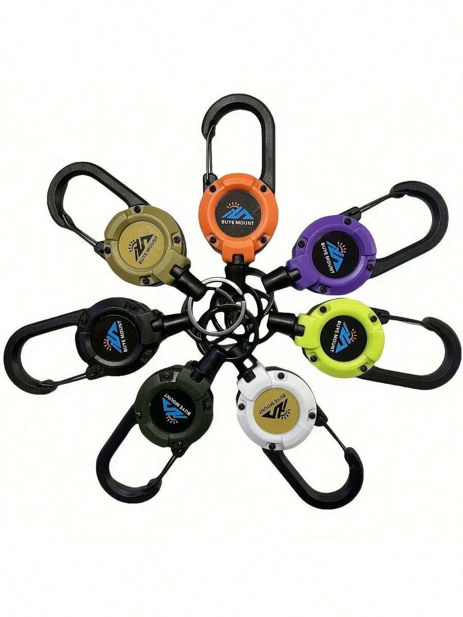 10 Stücke Schlüsselanhänger Set mit Einziehfunktion, Drahtseil mit Schlüsselband und Wanderkarabiner für Outdoor, Camping, Wandern und Angeln - Multifunktions-Abzeichen und ID-Clip