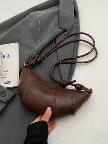 复古简约饺子、羊角面包和新月形状奢华感手提包，新款女士多功能单肩包和斜挎包，带手机和零钱包