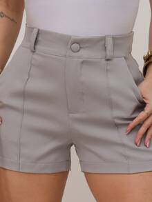 Women's Shorts With Bag And Straps, Summer Tailoring, Excellent Quality Fabric - 淺灰色 - 查看 1