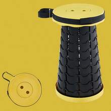 1pc Outdoor Rainbow Foldable Plastic Stool, Compact Portable Chair, Small Bench, Retractable Footrest Stool