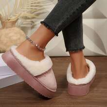 Womens Slippers House Winter Cozy Memory Foam Warm Furry Comfy Indoor Outdoor Platform Anti Skid - Hồng - Xem 6