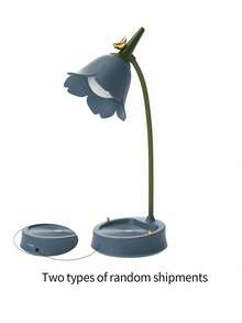 现代LED台灯，无线，可调节鹅颈，可调光，触摸控制，可充电1200mAh锂电池，USB供电，按钮控制，磨砂塑料和金属装饰，圆柱形灯罩，纯色，梦幻主题，可爱迷你，蓝色，带护眼夜灯，适用于大学宿舍，卧室，办公室阅读 - 彩色 - 查看 14