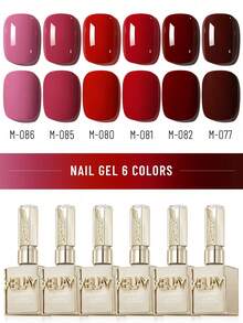 XEIJAYI 6 件指甲油凝胶红色指甲油凝胶套装美白光疗凝胶套装牢固持久 UV LED 浸泡指甲油，DIY 沙龙品质指甲油 - 彩色 - 查看 4