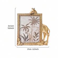 1pc Gold Resin Rectangular Giraffe Shaped Decorative Photo Frame, Resin Material Frame For Desktop Cozy Photo Display And Photography Prop - Gold - View 14