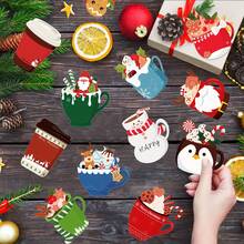 Set de 240 de autocolante pentru pahare de Crăciun, caiet cu tematică Moș Crăciun și reni, autocolante și notițe adezive pentru sărbători de iarnă pentru serviciu, studiu, listă de cumpărături