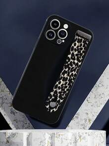 1pc Black TPU & Tortoiseshell Pattern Wristband Shockproof Full Coverage Phone Case Compatible With IPhone,International Version, Not The Domestic Version - Multicolor - View 4