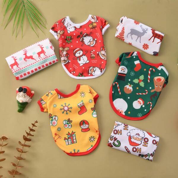 Ropa nueva para mascotas, ropa linda para gatos y perros, sudaderas navideñas para mascotas adecuadas para poodle, bichón frisé, perros pequeños, estilo corto