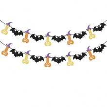 1Pcs Halloween Banner Paper Bat Pumpkin Hanging Decoration For Party Wall Haunted House Ornaments